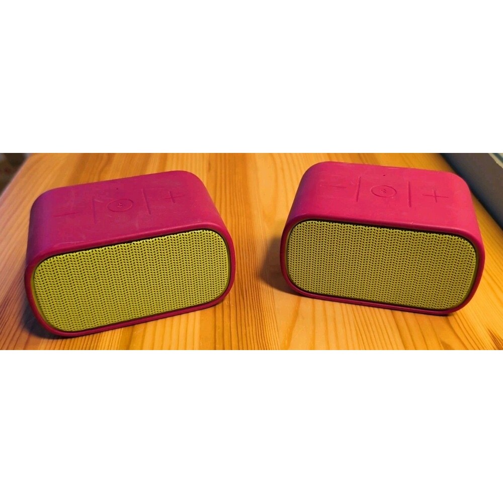(2) Ultimate Ears UE Mini Boom Bluetooth Speakers Purple Green Stereo Sound